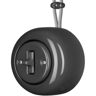 PORCELAIN ROUND SURFACE MOUNTED TOGGLE BUTTON SWITCH DARK GREY - DYKE & DEAN