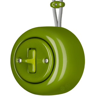 PORCELAIN ROUND SURFACE MOUNTED TOGGLE BUTTON SWITCH GREEN - DYKE & DEAN