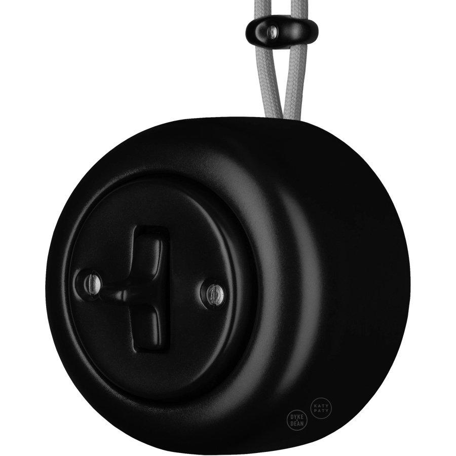 PORCELAIN ROUND SURFACE MOUNTED TOGGLE BUTTON SWITCH MATTE BLACK - DYKE & DEAN