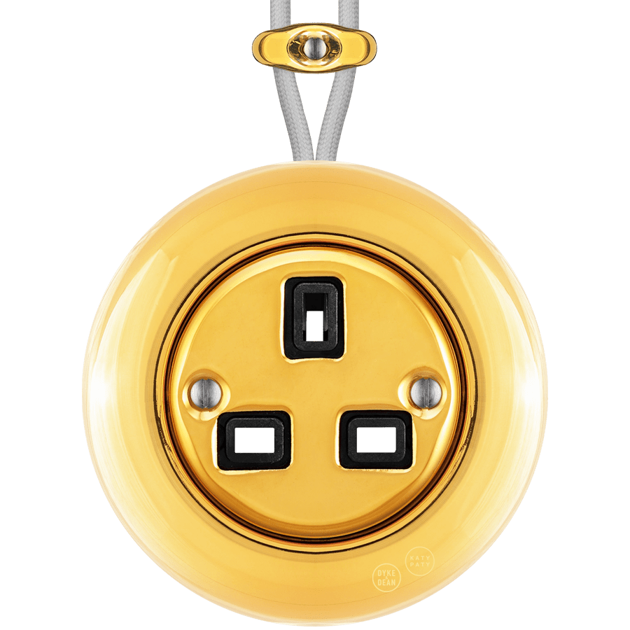 PORCELAIN ROUND SURFACE MOUNTED UK SOCKET GOLD - DYKE & DEAN