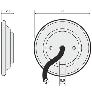 PORCELAIN WALL CABLE GLAND SOCKET ASH GREY - DYKE & DEAN