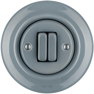 PORCELAIN WALL LIGHT SWITCH ASH GREY DOUBLE - DYKE & DEAN