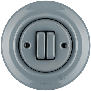 PORCELAIN WALL LIGHT SWITCH ASH GREY DOUBLE - DYKE & DEAN