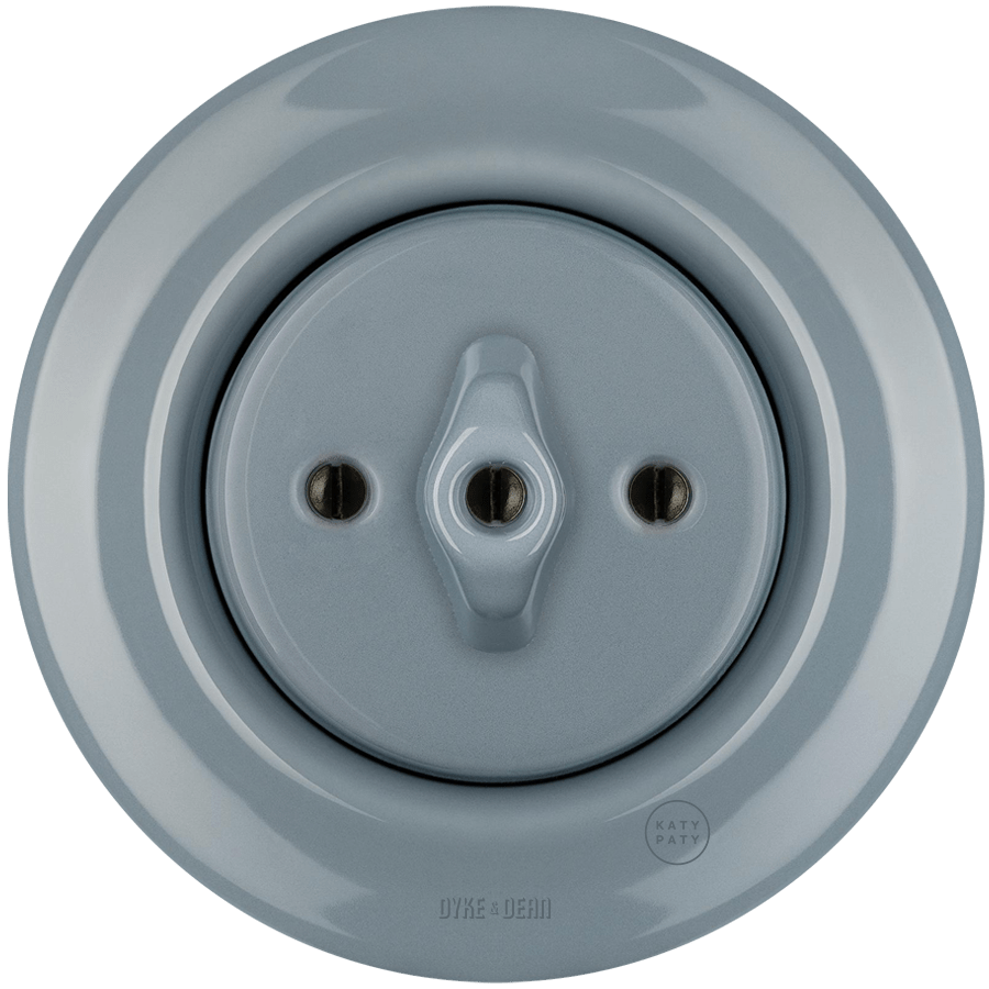 PORCELAIN WALL LIGHT SWITCH ASH GREY ROTARY - DYKE & DEAN