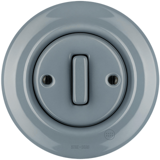 PORCELAIN WALL LIGHT SWITCH ASH GREY SLIM BUTTON - DYKE & DEAN