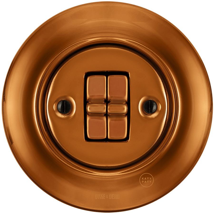 PORCELAIN WALL LIGHT SWITCH BRONZE 2 TOGGLE - DYKE & DEAN