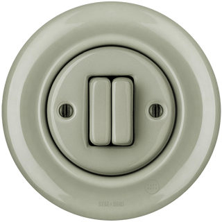 PORCELAIN WALL LIGHT SWITCH GREY GREEN DOUBLE - DYKE & DEAN