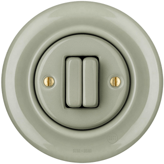 PORCELAIN WALL LIGHT SWITCH GREY GREEN DOUBLE - DYKE & DEAN