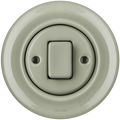 PORCELAIN WALL LIGHT SWITCH GREY GREEN FAT BUTTON - DYKE & DEAN