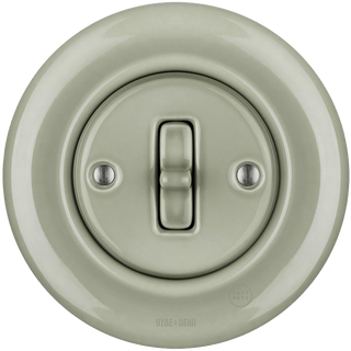 PORCELAIN WALL LIGHT SWITCH GREY GREEN TOGGLE - DYKE & DEAN