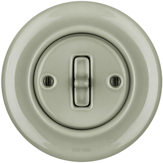 PORCELAIN WALL LIGHT SWITCH GREY GREEN TOGGLE - DYKE & DEAN