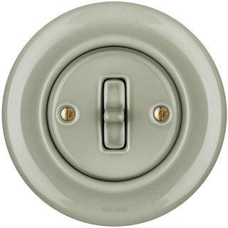 PORCELAIN WALL LIGHT SWITCH GREY GREEN TOGGLE - DYKE & DEAN
