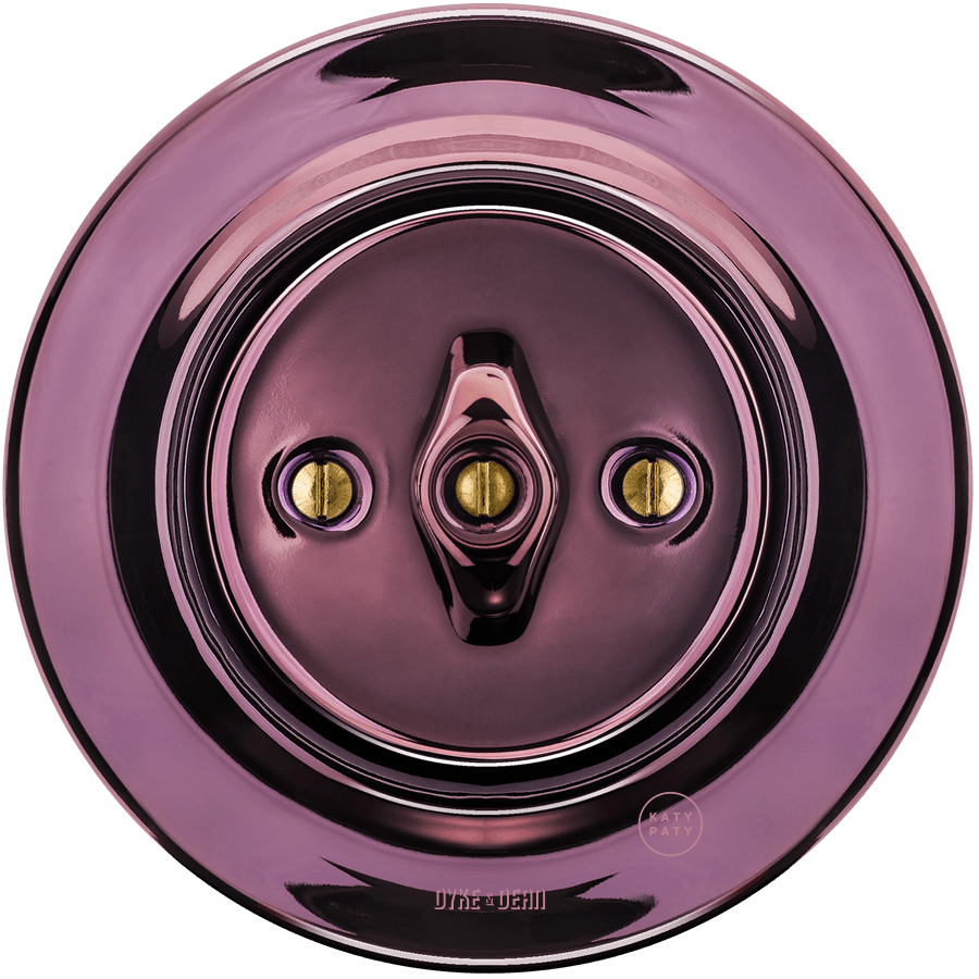 PORCELAIN WALL LIGHT SWITCH PURPLE ROTARY - DYKE & DEAN