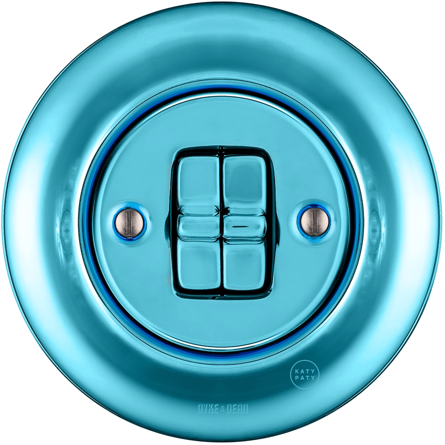 PORCELAIN WALL LIGHT SWITCH SKY BLUE 2 TOGGLE - DYKE & DEAN