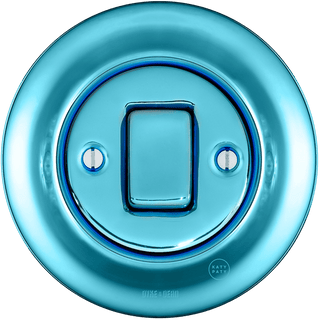 PORCELAIN WALL LIGHT SWITCH SKY BLUE FAT BUTTON - DYKE & DEAN