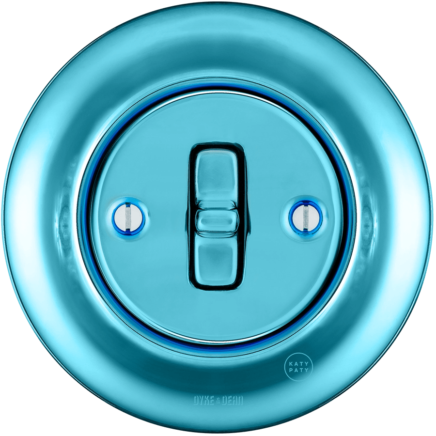 PORCELAIN WALL LIGHT SWITCH SKY BLUE TOGGLE - DYKE & DEAN