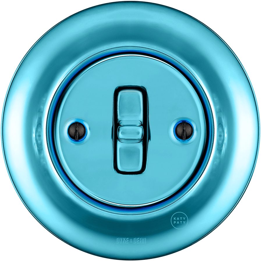 PORCELAIN WALL LIGHT SWITCH SKY BLUE TOGGLE - DYKE & DEAN