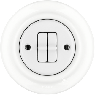 PORCELAIN WALL LIGHT SWITCH WHITE 2 TOGGLE - DYKE & DEAN