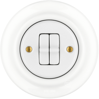 PORCELAIN WALL LIGHT SWITCH WHITE 2 TOGGLE - DYKE & DEAN
