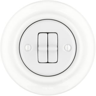 PORCELAIN WALL LIGHT SWITCH WHITE 2 TOGGLE - DYKE & DEAN