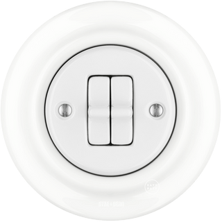 PORCELAIN WALL LIGHT SWITCH WHITE 2 TOGGLE - DYKE & DEAN