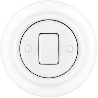 PORCELAIN WALL LIGHT SWITCH WHITE FAT BUTTON - DYKE & DEAN