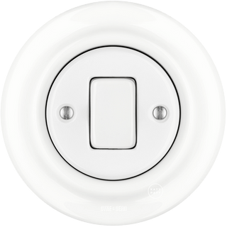 PORCELAIN WALL LIGHT SWITCH WHITE FAT BUTTON - DYKE & DEAN