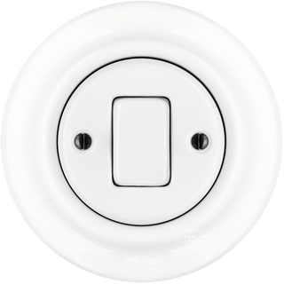 PORCELAIN WALL LIGHT SWITCH WHITE FAT BUTTON - DYKE & DEAN