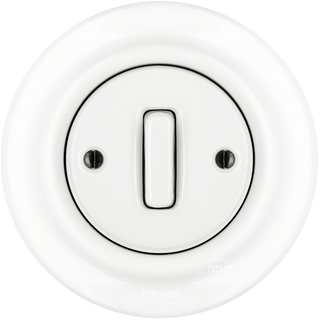 PORCELAIN WALL LIGHT SWITCH WHITE SLIM BUTTON - DYKE & DEAN