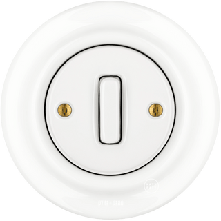 PORCELAIN WALL LIGHT SWITCH WHITE SLIM BUTTON - DYKE & DEAN