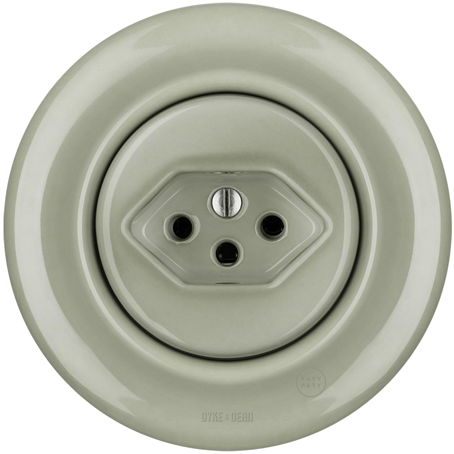 PORCELAIN WALL MOUNTED SWISS SOCKET GREY GREEN - DYKE & DEAN