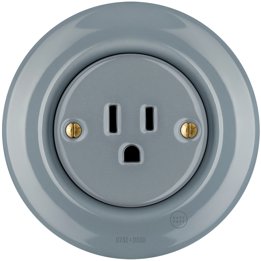 PORCELAIN WALL SOCKET ASH GREY USA 15 AMP - DYKE & DEAN