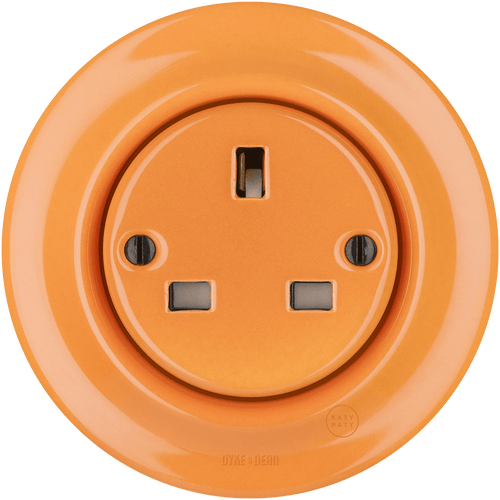 Carrot round porcelain UK 3-pin wall socket by Katy Paty