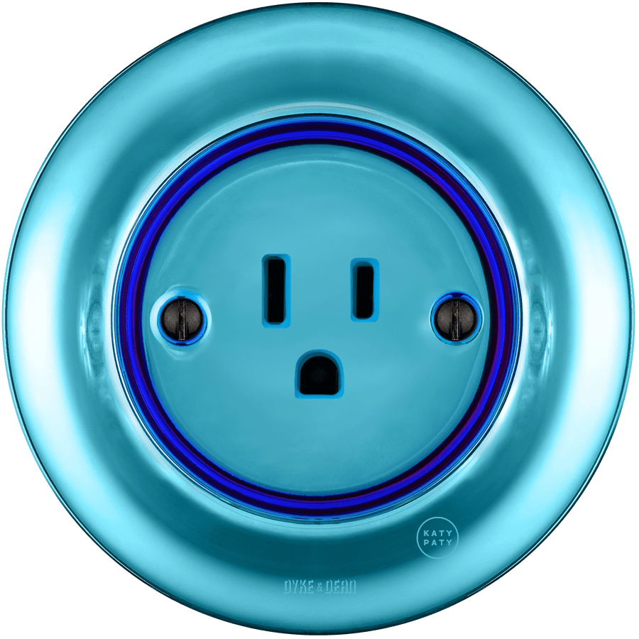 PORCELAIN WALL SOCKET SKY BLUE USA 15 AMP - DYKE & DEAN
