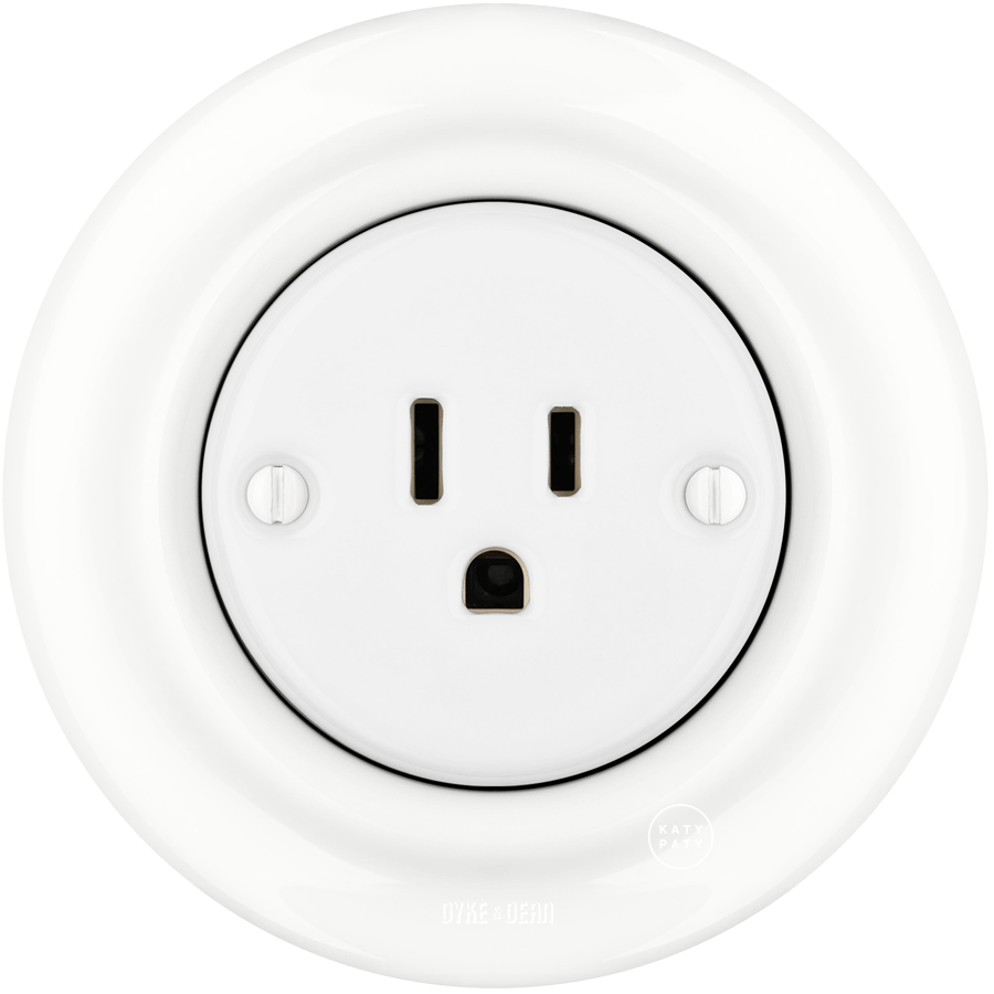PORCELAIN WALL SOCKET USA WHITE 15 AMP - DYKE & DEAN