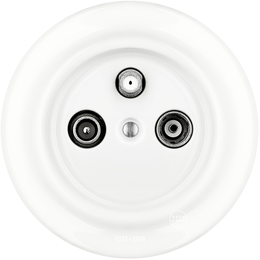 PORCELAIN WALL SOCKET WHITE TV ANTENNA - DYKE & DEAN