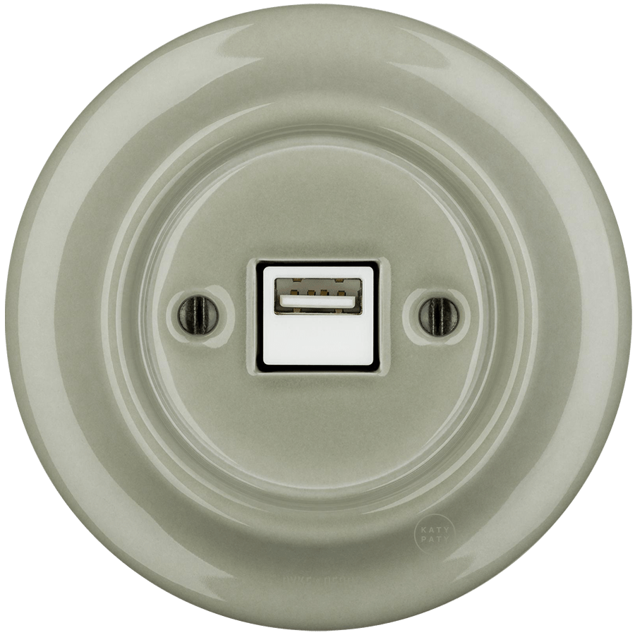 PORCELAIN WALL USB CHARGER GREY GREEN - DYKE & DEAN