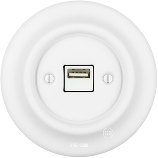 PORCELAIN WALL USB CHARGER SOCKET MATT WHITE - DYKE & DEAN