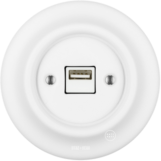 PORCELAIN WALL USB CHARGER SOCKET MATT WHITE - DYKE & DEAN