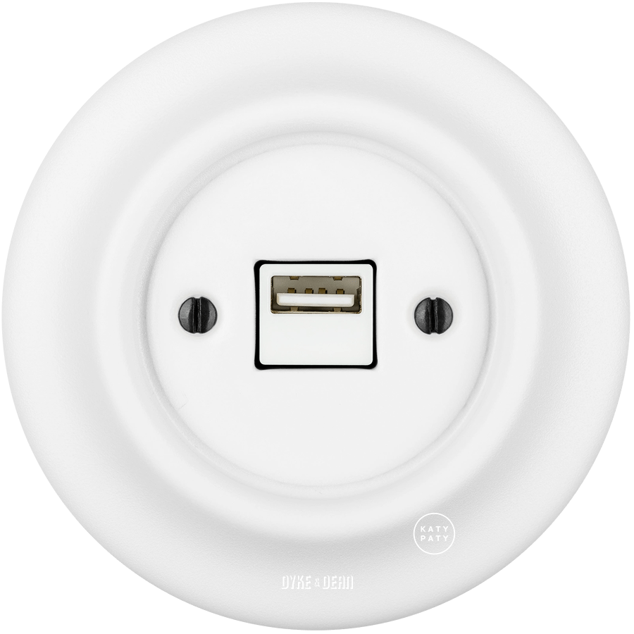 PORCELAIN WALL USB CHARGER SOCKET MATT WHITE - DYKE & DEAN
