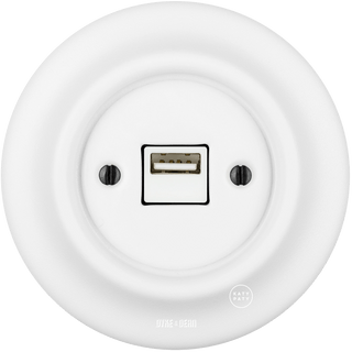 PORCELAIN WALL USB CHARGER SOCKET MATT WHITE - DYKE & DEAN