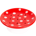 RED MUSHROOM CERAMIC SOAP DISH - DYKE & DEAN