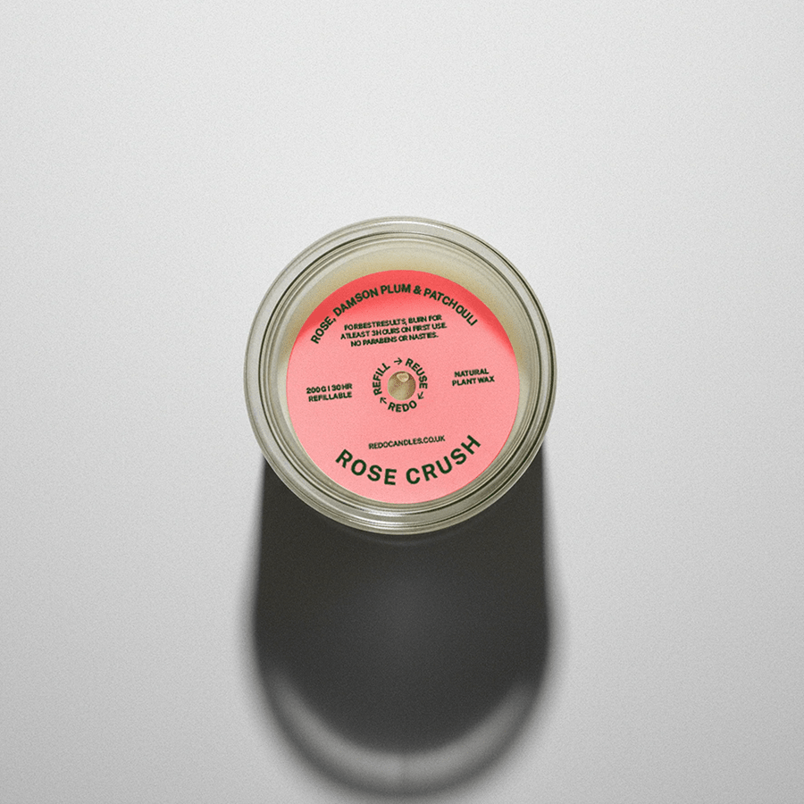 REDO GLASS ROSE CRUSH CANDLE - DYKE & DEAN