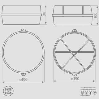 ROUND BULKHEAD WHITE DUROPLAST CLEAR GLASS - DYKE & DEAN