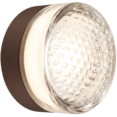 ROUND WATERPROOF BRONZE WALL CEILING SCONCE CLEAR LIGHT - DYKE & DEAN