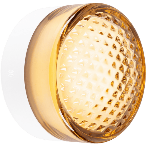 ROUND WATERPROOF WHITE WALL CEILING SCONCE AMBER GLASS LIGHT - DYKE & DEAN