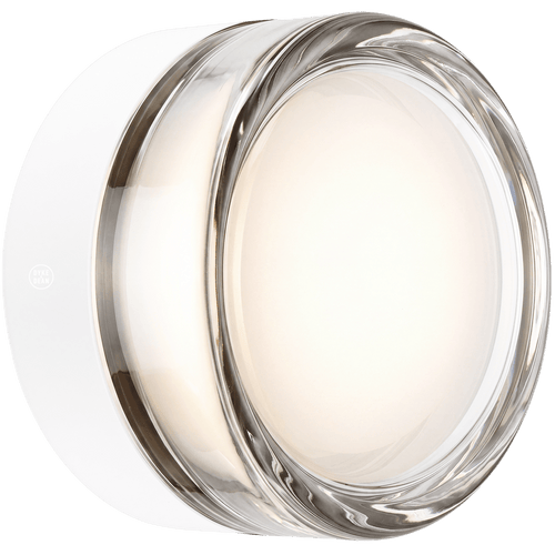 ROUND WATERPROOF WHITE WALL CEILING SCONCE CLEAR GLASS LIGHT - DYKE & DEAN