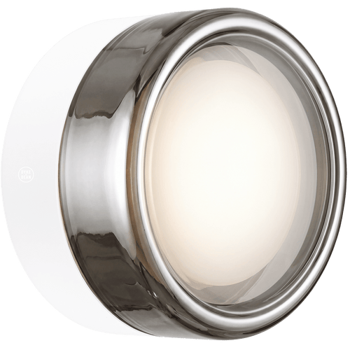 ROUND WATERPROOF WHITE WALL CEILING SCONCE SMOKE GLASS LIGHT - DYKE & DEAN