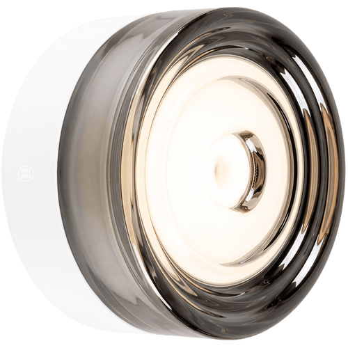ROUND WATERPROOF WHITE WALL CEILING SCONCE SMOKE GLASS LIGHT - DYKE & DEAN