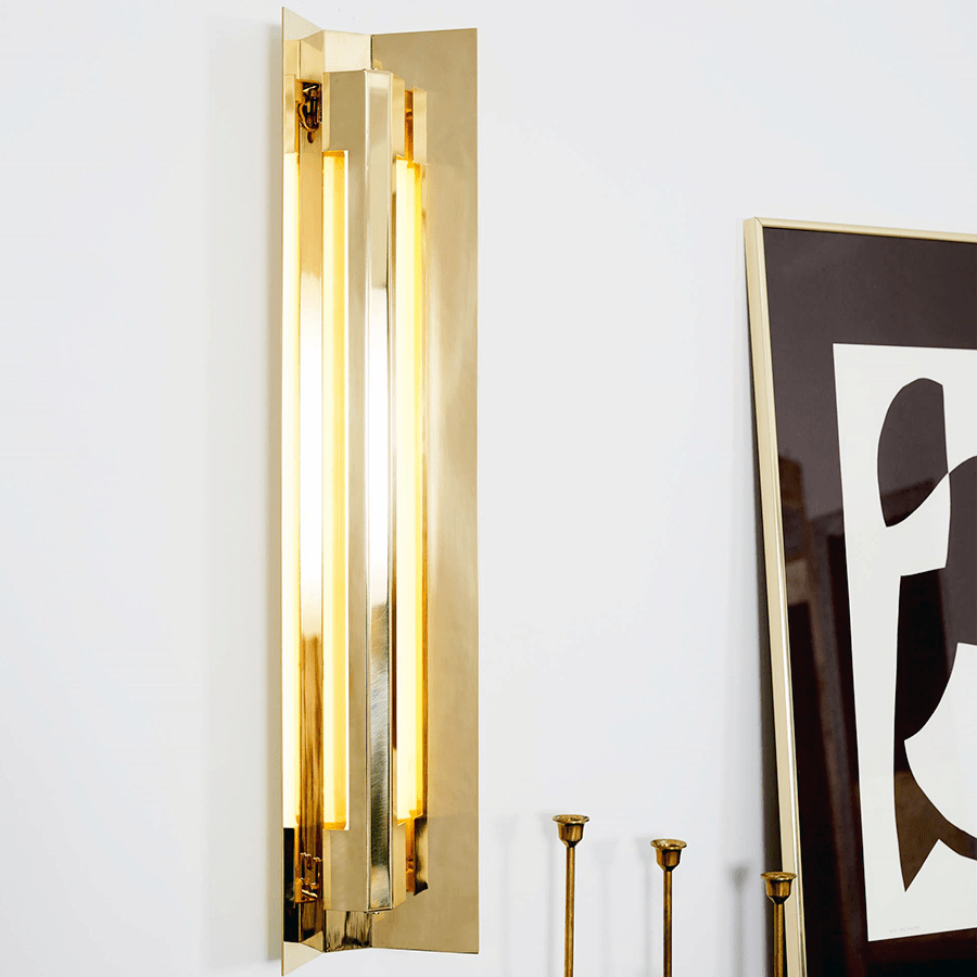 SHADED STRIP WALL LIGHTS PLATED LONG - DYKE & DEAN